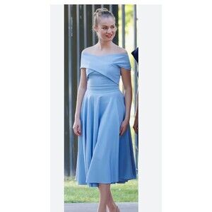 Missacc Prinsess Leonor Off The Shoulder Tea Length Satin M Bridesmaid Wedding